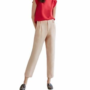 Massimo Duitti Linen High Waist Pleated Cuff Pants